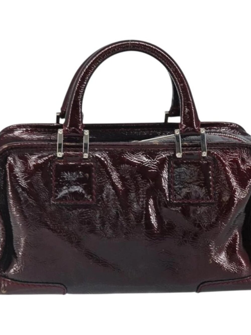 LOEWE Anagram Amazonas Hand Bag Patent leather Silver Purple Auth bs33035 - Picture 3 of 16